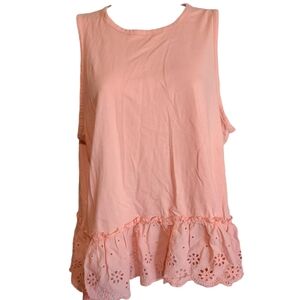 J. CREW eyelet peplum cotton tank L